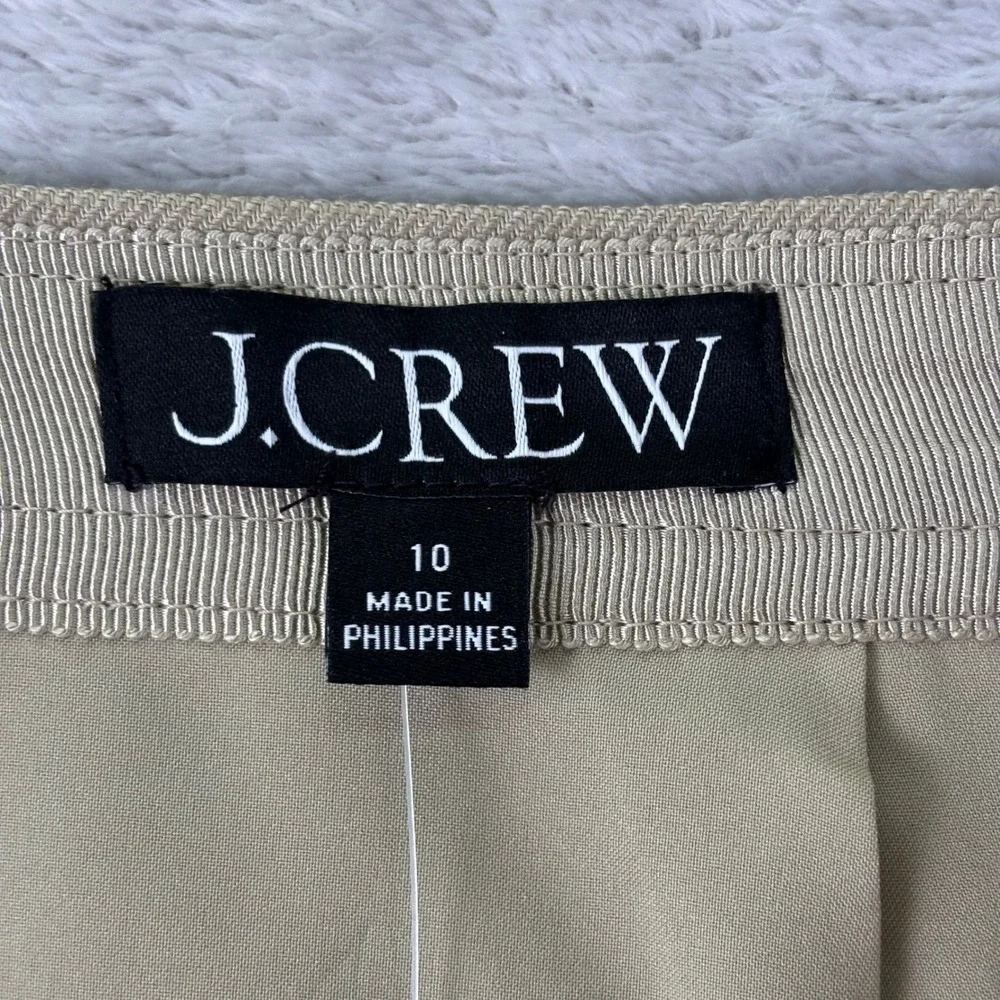 NWT J.Crew Women's Khaki Linen Blend Skirt Size 10 Back‎ Zip Office Casual Lined